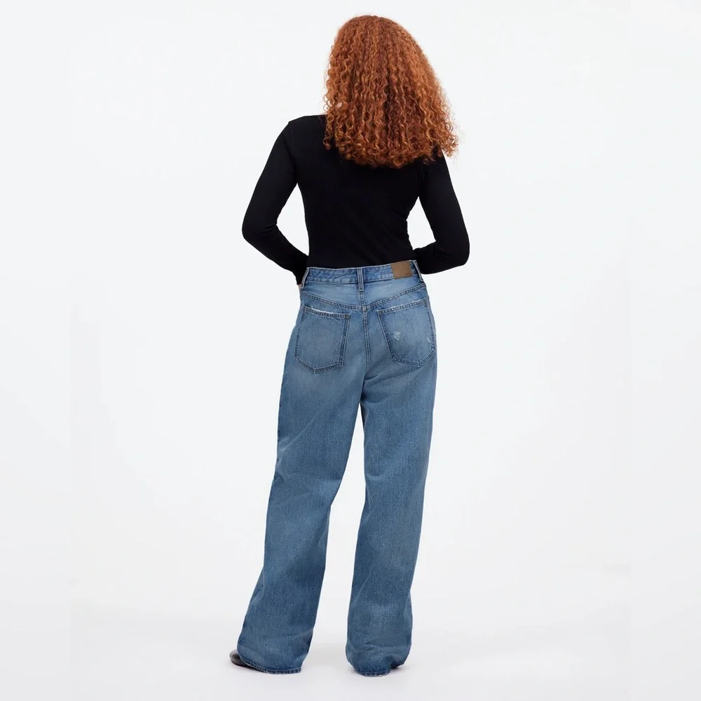 Madewell Low Slung Baggy Light Blue Wide-Leg Jeans - Picture 3 of 15